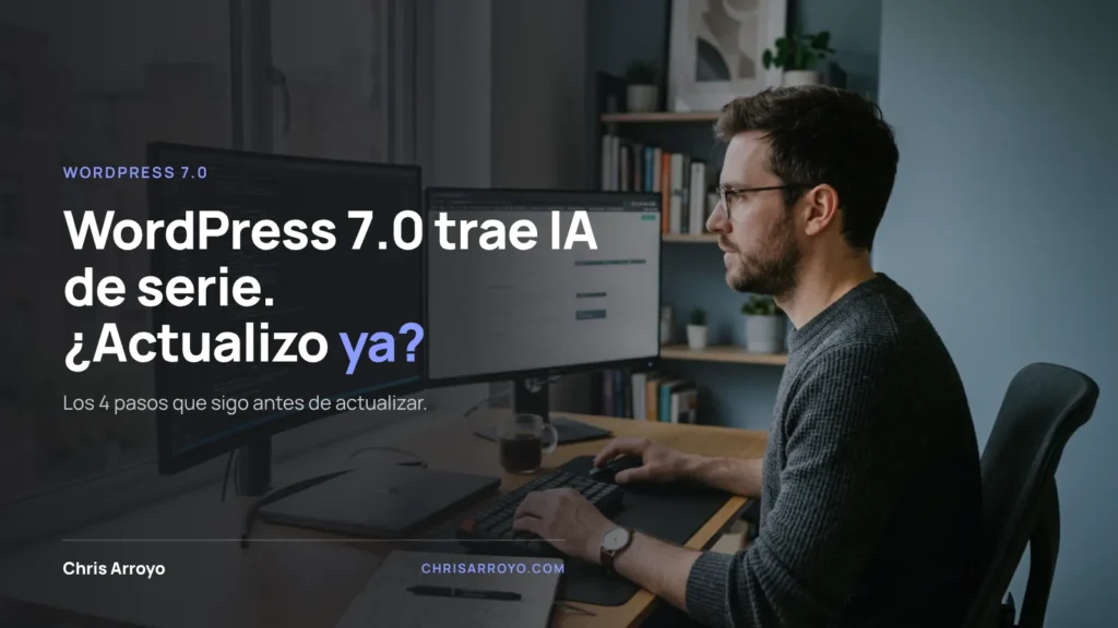 Actualizar WordPress: desarrollador trabajando con dos monitores