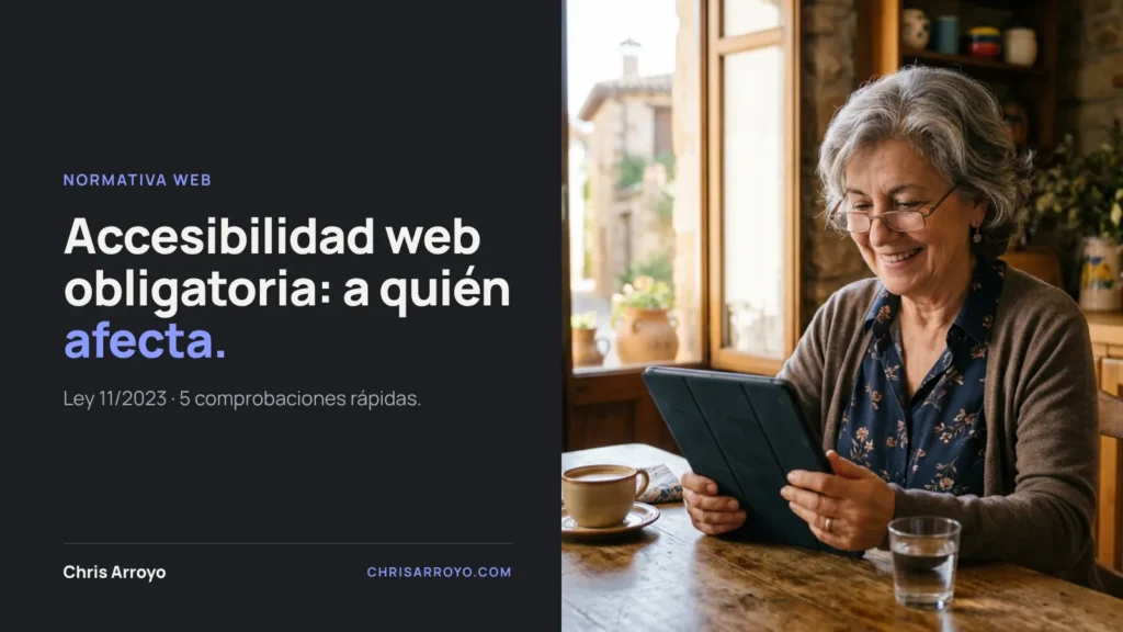 Accesibilidad web obligatoria: mujer mayor usando una tablet en su cocina